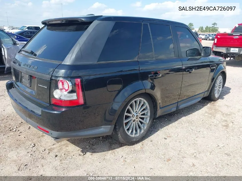 2012 Land Rover Range Rover Sport Supercharged VIN: SALSH2E49CA726097 Lot: 39848713