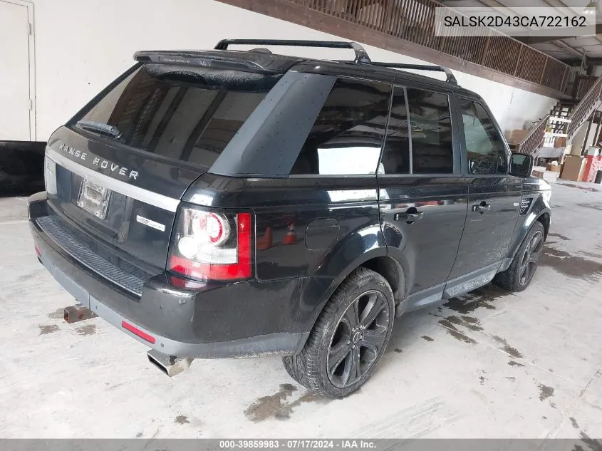 2012 Land Rover Range Rover Sport Hse VIN: SALSK2D43CA722162 Lot: 39859983