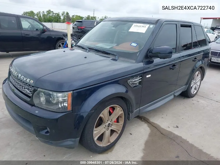 2012 Land Rover Range Rover Sport Supercharged VIN: SALSH2E4XCA722740 Lot: 39945301