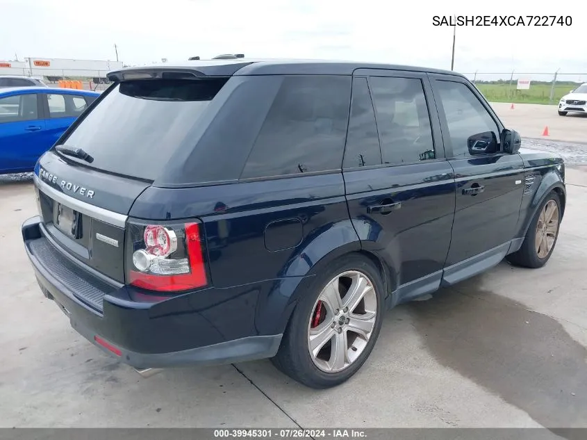 2012 Land Rover Range Rover Sport Supercharged VIN: SALSH2E4XCA722740 Lot: 39945301