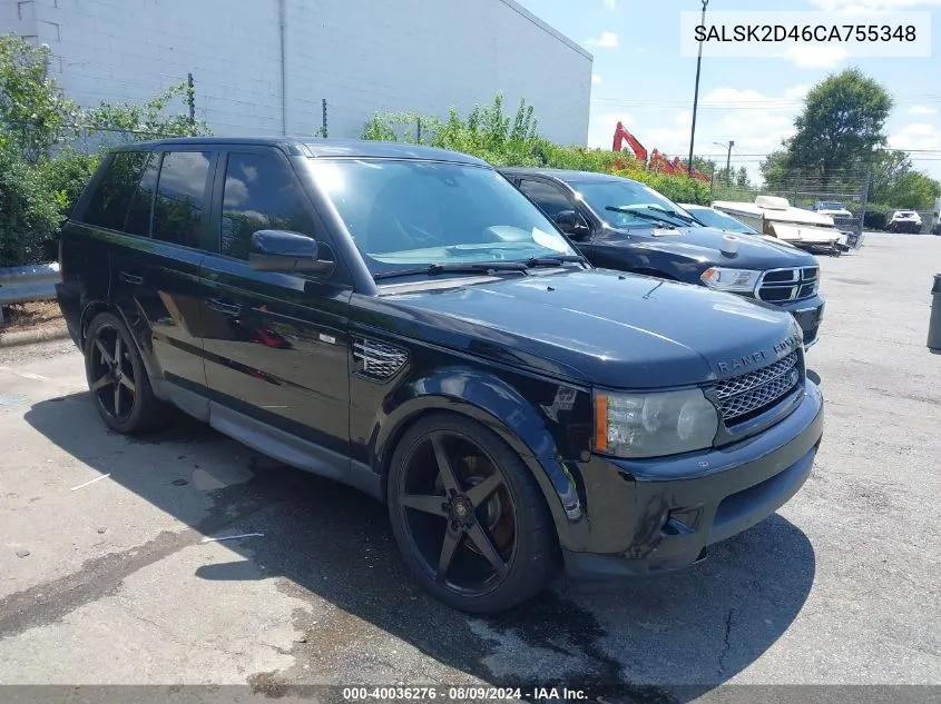 2012 Land Rover Range Rover Sport Hse VIN: SALSK2D46CA755348 Lot: 40036276