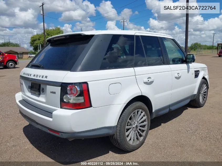 2012 Land Rover Range Rover Sport Hse VIN: SALSF2D43CA722764 Lot: 40225112