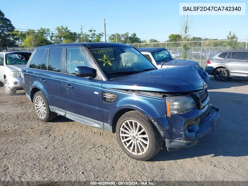 2012 Land Rover Range Rover Sport Hse VIN: SALSF2D47CA742340 Lot: 40299499