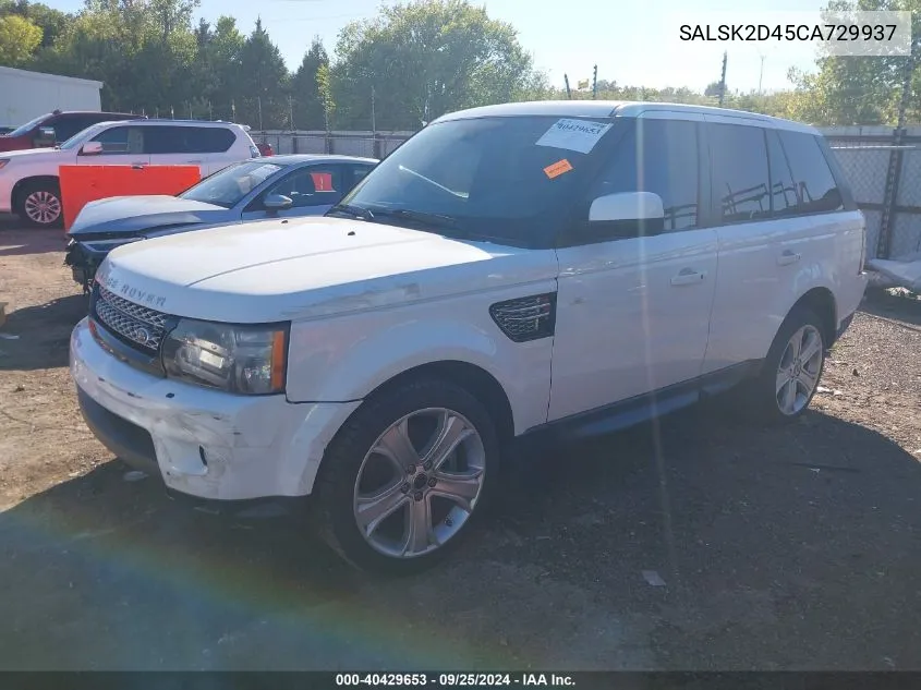 2012 Land Rover Range Rover Sport Hse VIN: SALSK2D45CA729937 Lot: 40429653