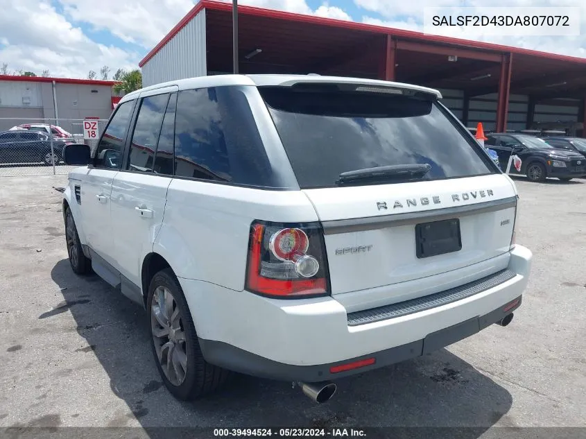 2013 Land Rover Range Rover Sport Hse VIN: SALSF2D43DA807072 Lot: 39494524