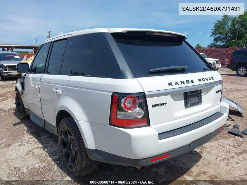 2013 Land Rover Range Rover Sport Hse VIN: SALSK2D46DA791431 Lot: 39566714