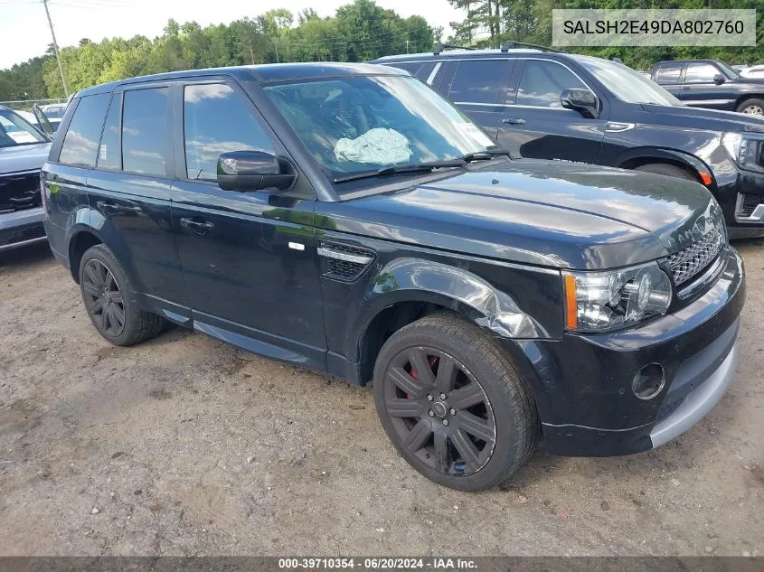 2013 Land Rover Range Rover Sport Supercharged VIN: SALSH2E49DA802760 Lot: 39710354