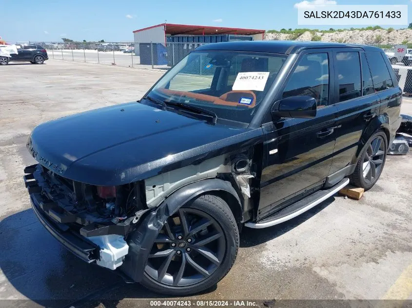 2013 Land Rover Range Rover Sport Hse VIN: SALSK2D43DA761433 Lot: 40074243