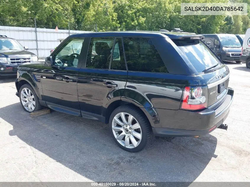 2013 Land Rover Range Rover Sport Hse VIN: SALSK2D40DA785642 Lot: 40150029