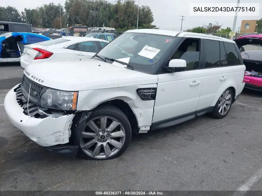 2013 Land Rover Range Rover Sport Hse VIN: SALSK2D43DA775140 Lot: 40236377