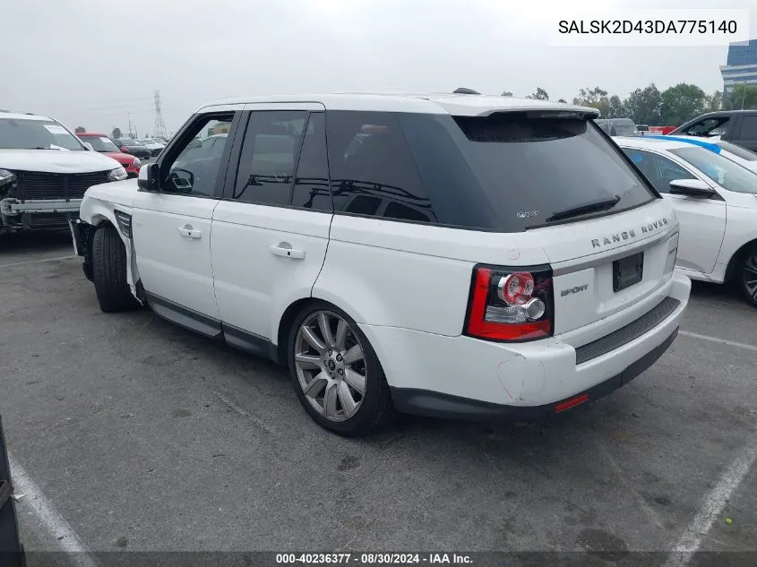 2013 Land Rover Range Rover Sport Hse VIN: SALSK2D43DA775140 Lot: 40236377