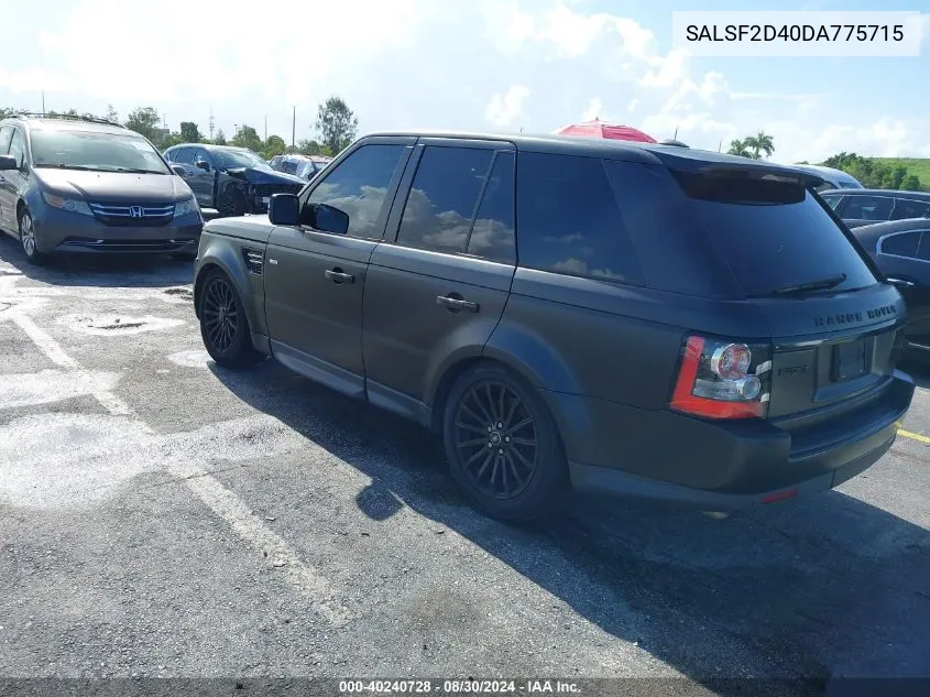 2013 Land Rover Range Rover Sport Hse VIN: SALSF2D40DA775715 Lot: 40240728