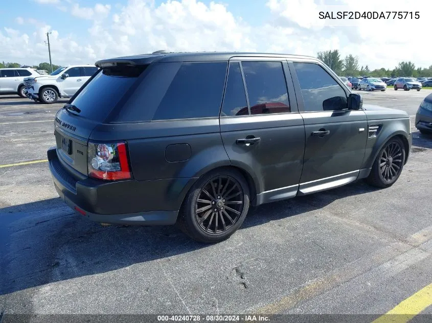 2013 Land Rover Range Rover Sport Hse VIN: SALSF2D40DA775715 Lot: 40240728