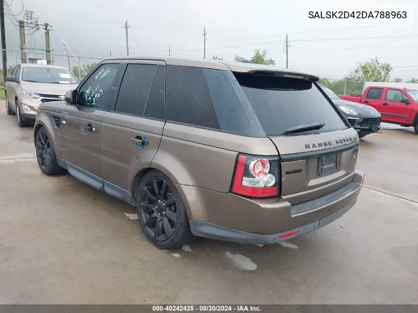 2013 Land Rover Range Rover Sport Hse VIN: SALSK2D42DA788963 Lot: 40242425