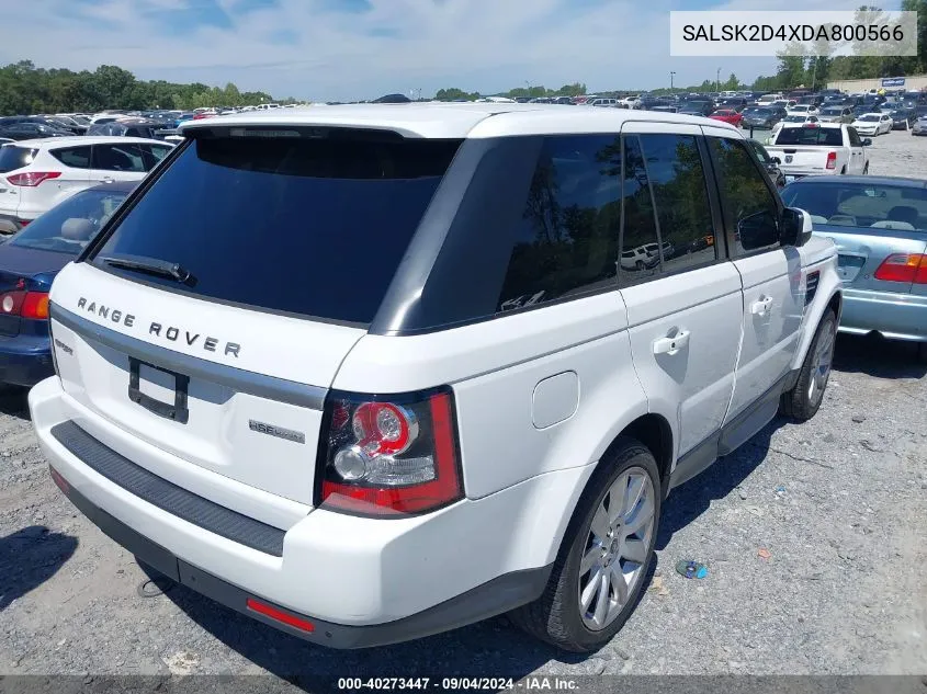 2013 Land Rover Range Rover Sport Hse VIN: SALSK2D4XDA800566 Lot: 40273447