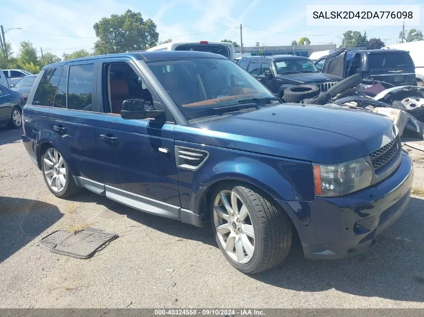 2013 Land Rover Range Rover Sport Hse VIN: SALSK2D42DA776098 Lot: 40324558