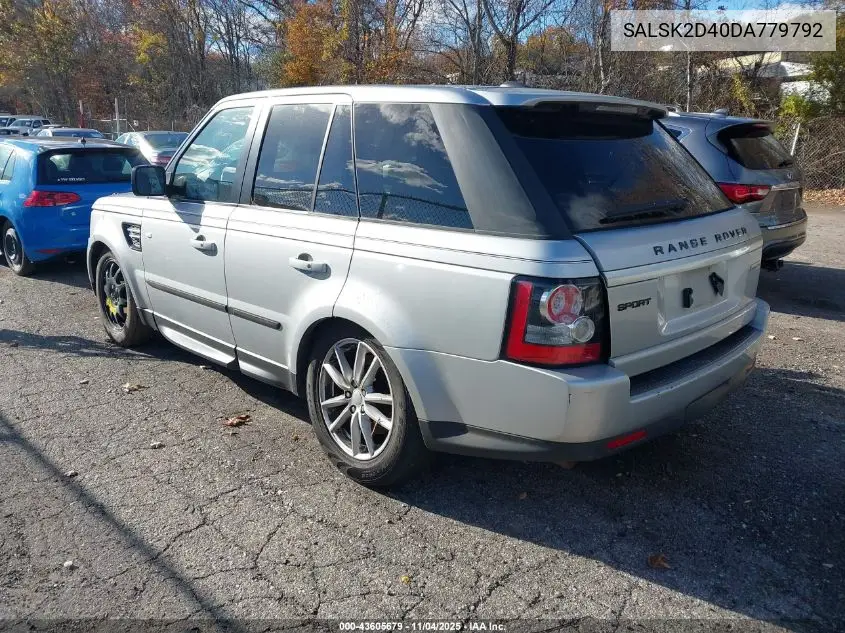 SALSK2D40DA779792 2013 Land Rover Range Rover Sport Hse
