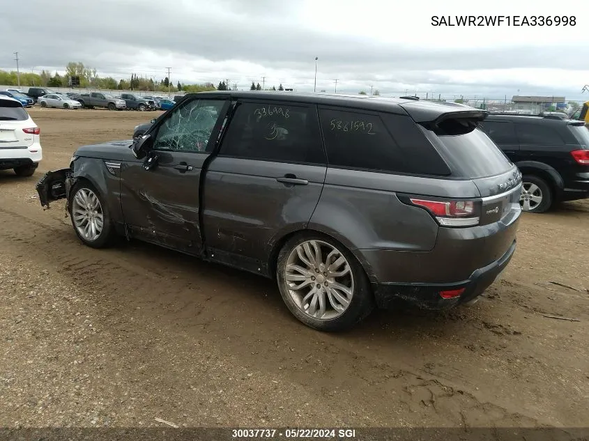 2014 Land Rover Range Rover Sport 3.0L V6 Supercharged Hse VIN: SALWR2WF1EA336998 Lot: 30037737