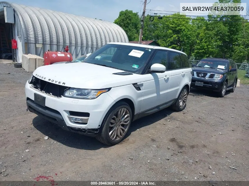 2014 Land Rover Range Rover Sport 3.0L V6 Supercharged Hse VIN: SALWR2WF4EA370059 Lot: 39463601