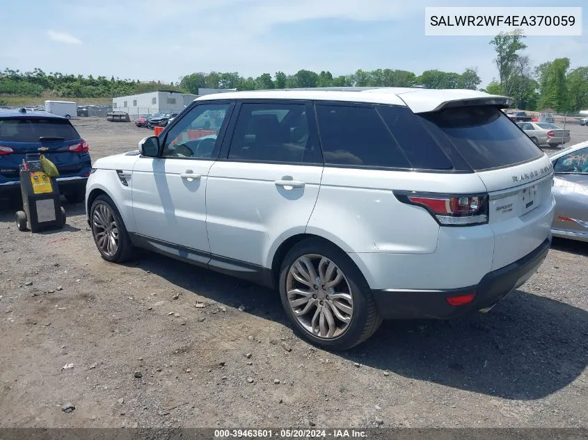 2014 Land Rover Range Rover Sport 3.0L V6 Supercharged Hse VIN: SALWR2WF4EA370059 Lot: 39463601