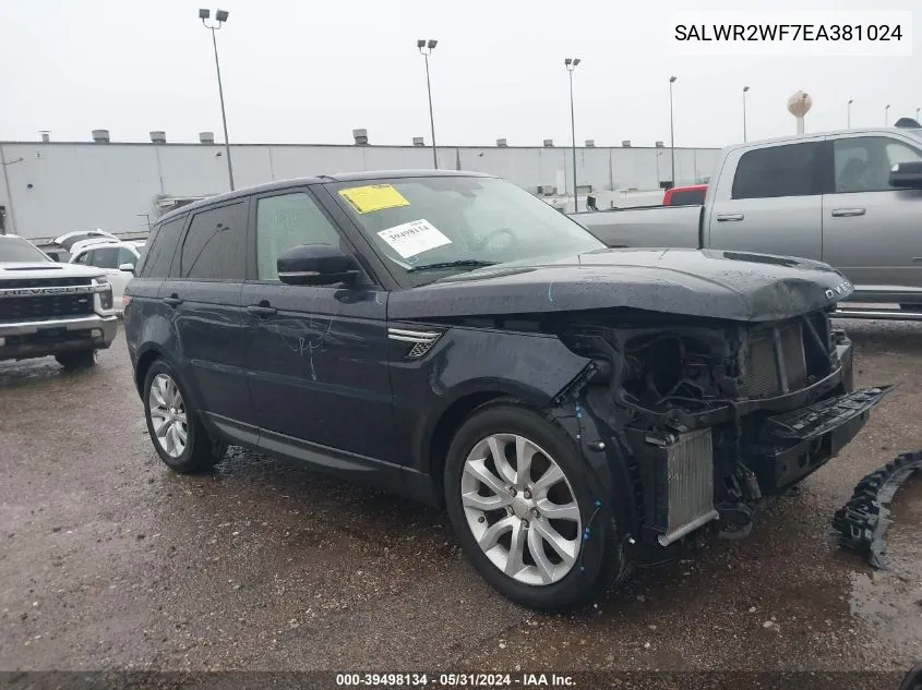 2014 Land Rover Range Rover Sport 3.0L V6 Supercharged Hse VIN: SALWR2WF7EA381024 Lot: 39498134