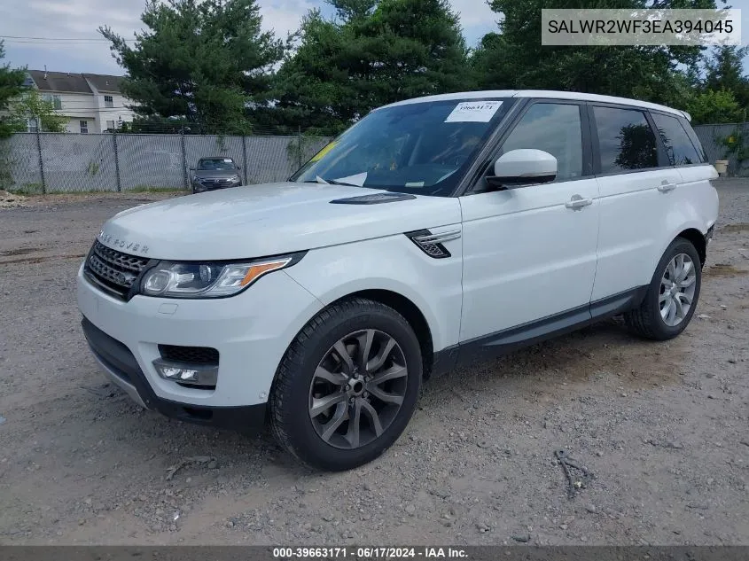 2014 Land Rover Range Rover Sport 3.0L V6 Supercharged Hse VIN: SALWR2WF3EA394045 Lot: 39663171