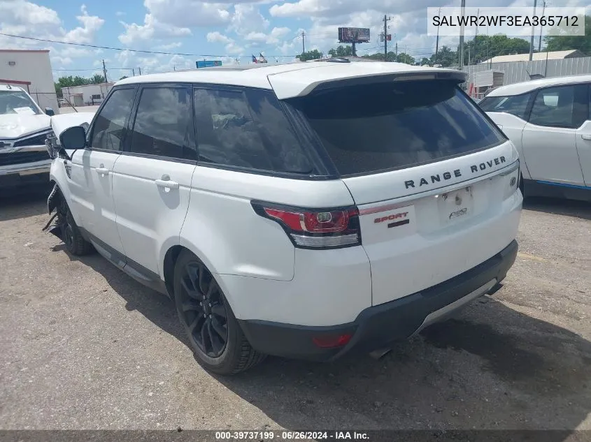 2014 Land Rover Range Rover Sport Hse VIN: SALWR2WF3EA365712 Lot: 39737199