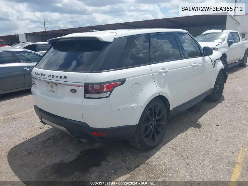 2014 Land Rover Range Rover Sport Hse VIN: SALWR2WF3EA365712 Lot: 39737199