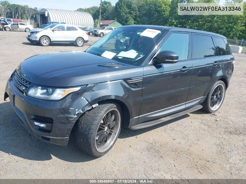 2014 Land Rover Range Rover Sport 3.0L V6 Supercharged Hse/3.0L V6 Supercharged Se VIN: SALWG2WF0EA313346 Lot: 39840807