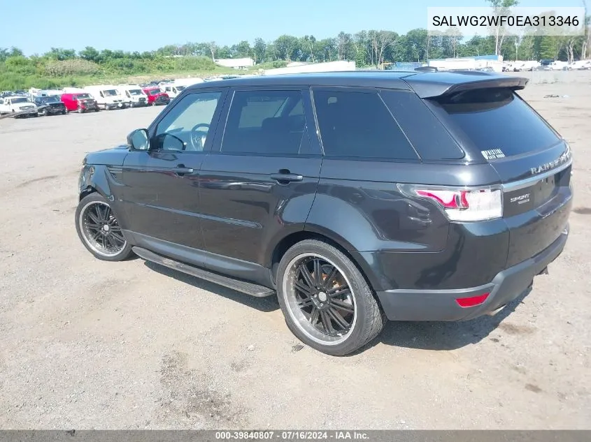 2014 Land Rover Range Rover Sport 3.0L V6 Supercharged Hse/3.0L V6 Supercharged Se VIN: SALWG2WF0EA313346 Lot: 39840807