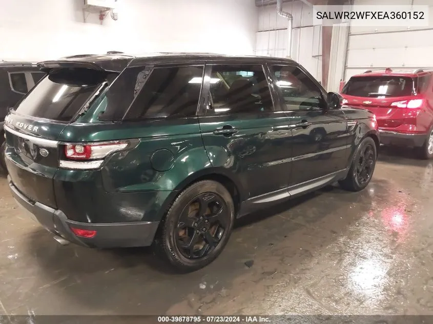 2014 Land Rover Range Rover Sport 3.0L V6 Supercharged Hse VIN: SALWR2WFXEA360152 Lot: 39878795