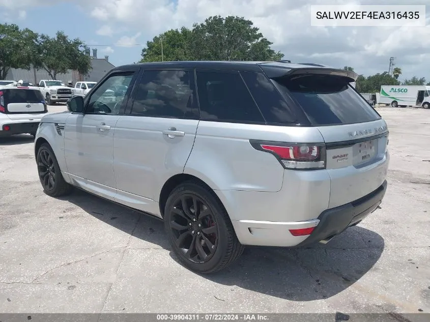 2014 Land Rover Range Rover Sport 5.0L V8 Supercharged Autobiography VIN: SALWV2EF4EA316435 Lot: 39904311