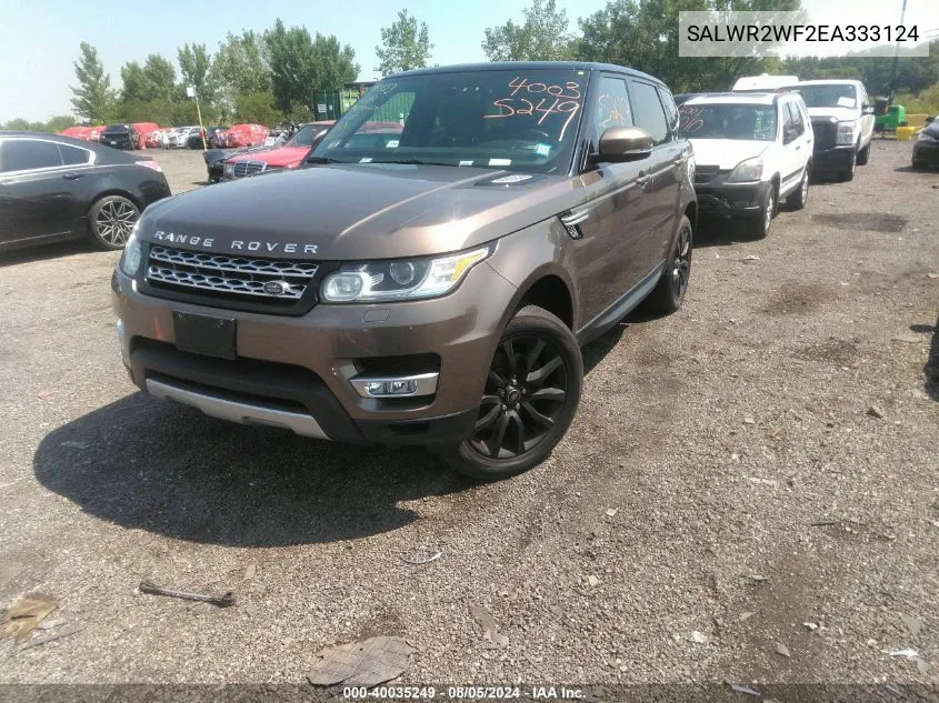 2014 Land Rover Range Rover Sport Hse VIN: SALWR2WF2EA333124 Lot: 40035249