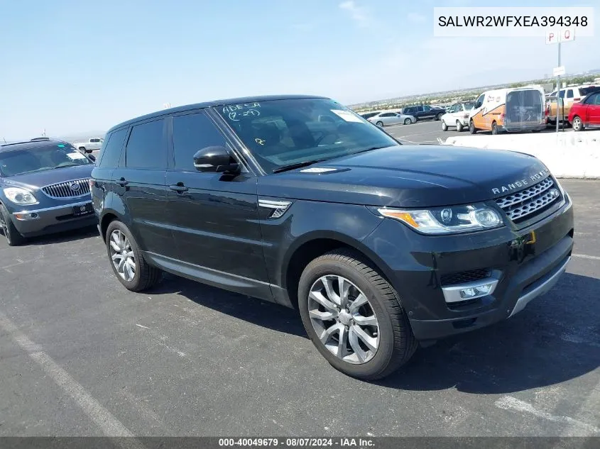 2014 Land Rover Range Rover Sport 3.0L V6 Supercharged Hse VIN: SALWR2WFXEA394348 Lot: 40049679