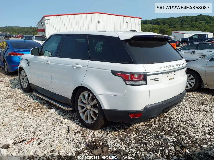 2014 Land Rover Range Rover Sport 3.0L V6 Supercharged Hse VIN: SALWR2WF4EA358087 Lot: 40252368