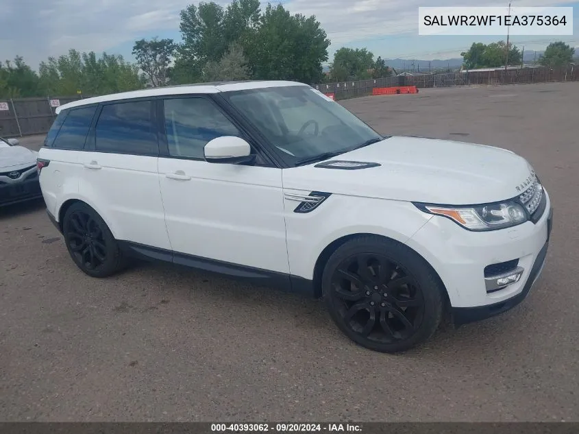 2014 Land Rover Range Rover Sport 3.0L V6 Supercharged Hse VIN: SALWR2WF1EA375364 Lot: 40393062