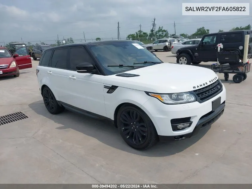 2015 Land Rover Range Rover Sport 3.0L V6 Supercharged Hse VIN: SALWR2VF2FA605822 Lot: 39494202