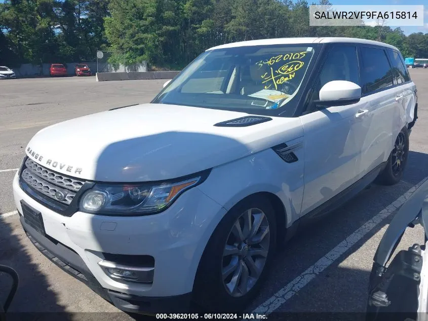 2015 Land Rover Range Rover Sport 3.0L V6 Supercharged Hse VIN: SALWR2VF9FA615814 Lot: 39620105