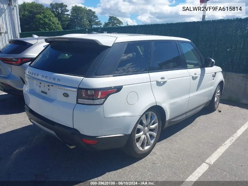 2015 Land Rover Range Rover Sport 3.0L V6 Supercharged Hse VIN: SALWR2VF9FA615814 Lot: 39620105