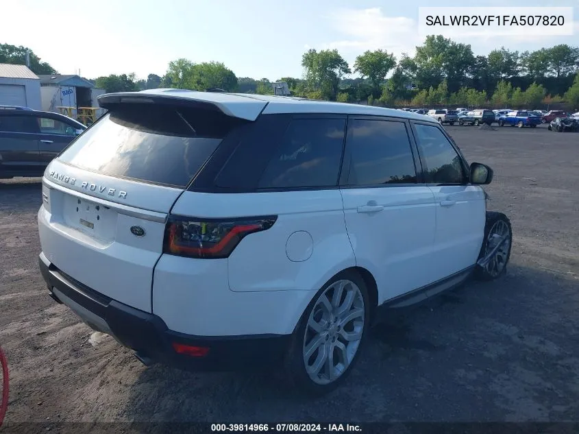 2015 Land Rover Range Rover Sport 3.0L V6 Supercharged Hse VIN: SALWR2VF1FA507820 Lot: 39814966