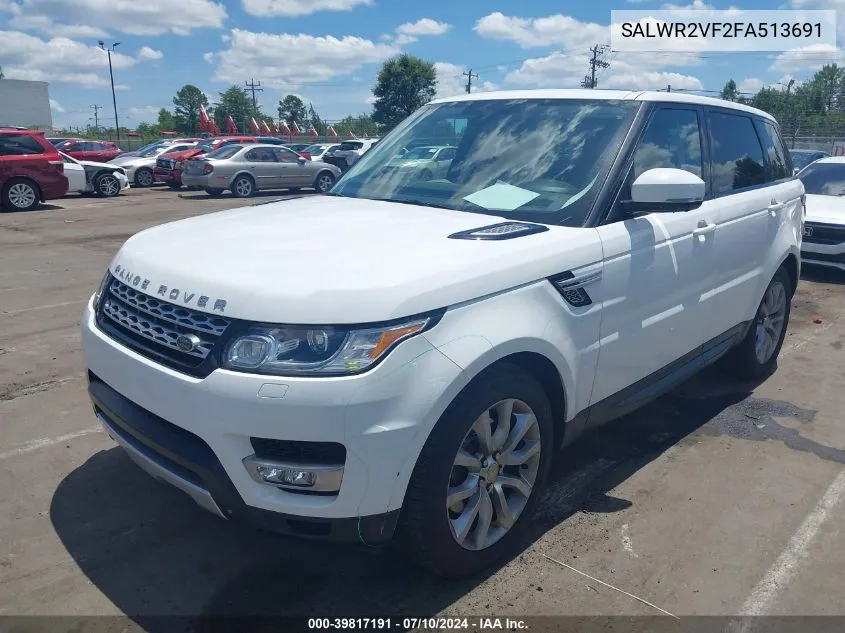 2015 Land Rover Range Rover Sport 3.0L V6 Supercharged Hse VIN: SALWR2VF2FA513691 Lot: 39817191