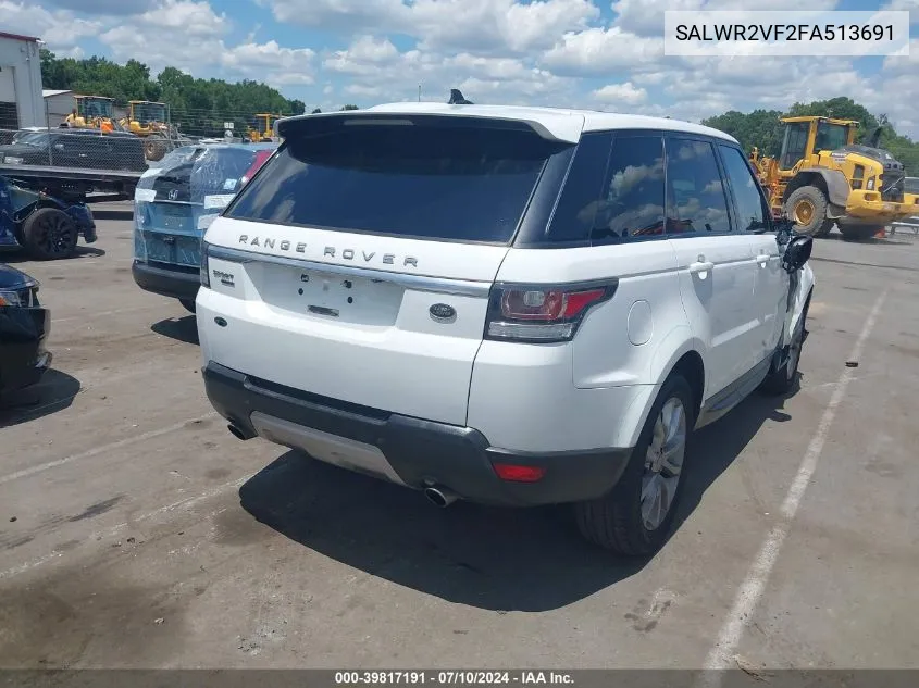 2015 Land Rover Range Rover Sport 3.0L V6 Supercharged Hse VIN: SALWR2VF2FA513691 Lot: 39817191