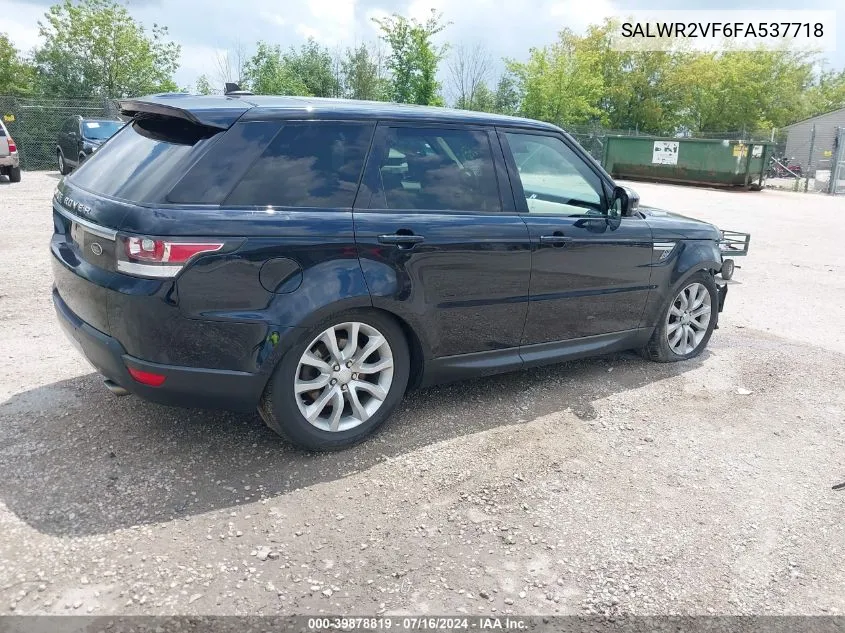 2015 Land Rover Range Rover Sport 3.0L V6 Supercharged Hse VIN: SALWR2VF6FA537718 Lot: 39878819