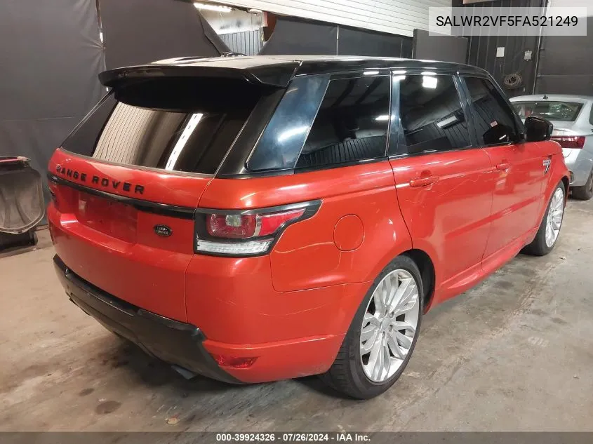 2015 Land Rover Range Rover Sport 3.0L V6 Supercharged Hse VIN: SALWR2VF5FA521249 Lot: 39924326