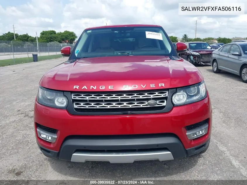 2015 Land Rover Range Rover Sport 3.0L V6 Supercharged Hse VIN: SALWR2VFXFA506116 Lot: 39935522