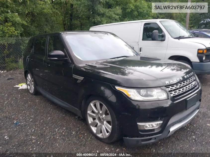 2015 Land Rover Range Rover Sport 3.0L V6 Supercharged Hse VIN: SALWR2VF8FA603797 Lot: 40046312