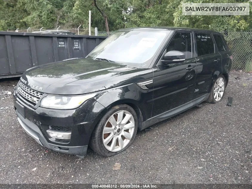 2015 Land Rover Range Rover Sport 3.0L V6 Supercharged Hse VIN: SALWR2VF8FA603797 Lot: 40046312