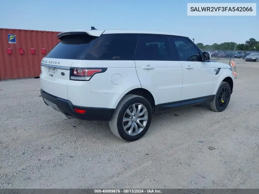 SALWR2VF3FA542066 2015 Land Rover Range Rover Sport 3.0L V6 Supercharged Hse