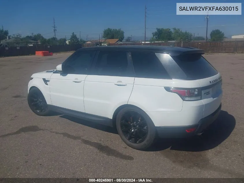 2015 Land Rover Range Rover Sport 3.0L V6 Supercharged Hse VIN: SALWR2VFXFA630015 Lot: 40245901