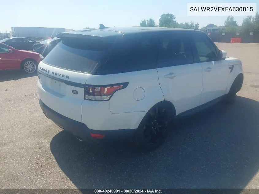 2015 Land Rover Range Rover Sport 3.0L V6 Supercharged Hse VIN: SALWR2VFXFA630015 Lot: 40245901